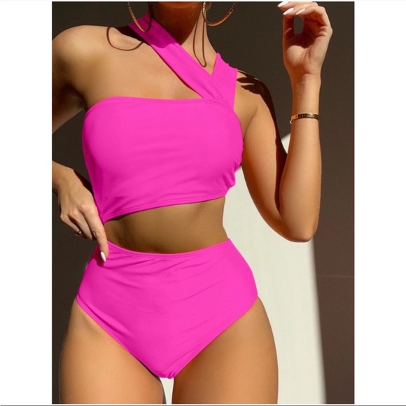 Cut Out High Waisted Strappy Monokini One Piece Swim S M L XL - Picture 2 of 2